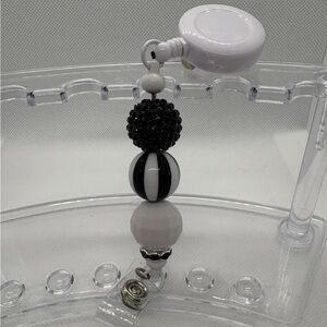 Black and White Beaded Key Holder